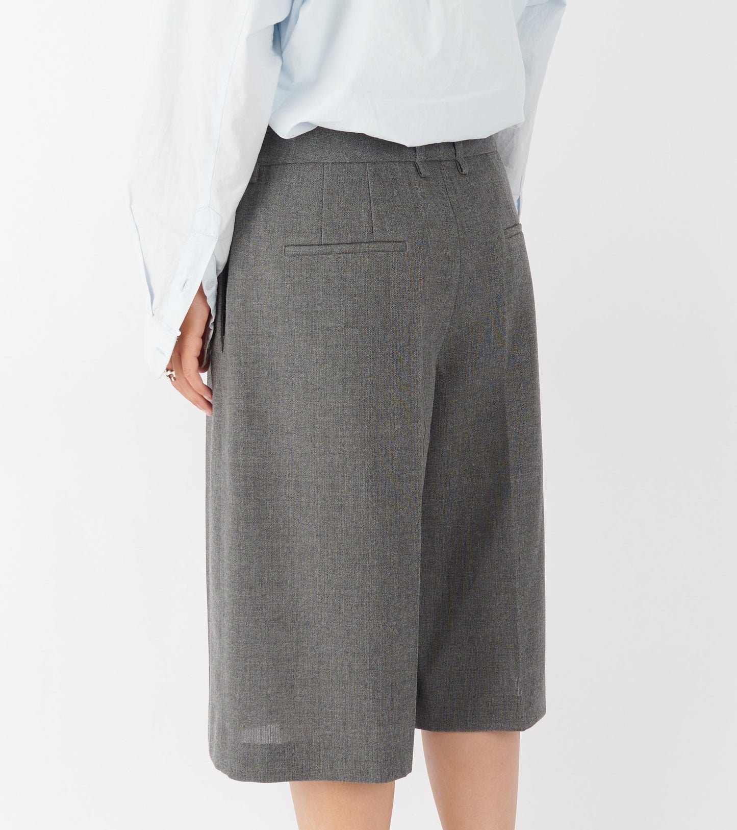 Open Wool Canvas Trousers Grey