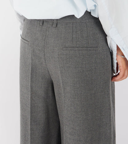 Open Wool Canvas Trousers Grey