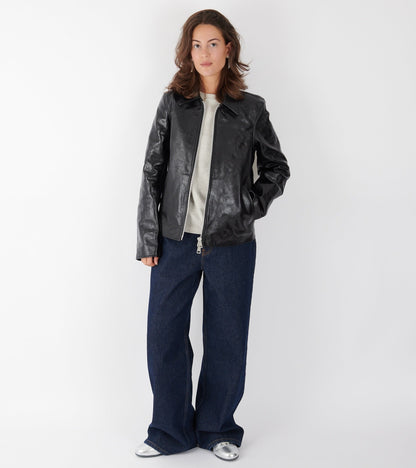 W Mini Jacket Top Dyed Black Leather