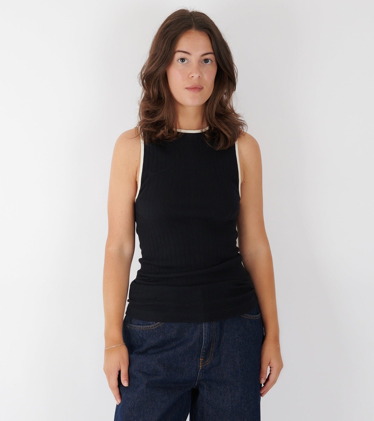 101 Tank Top Kontrast Black/Ecru