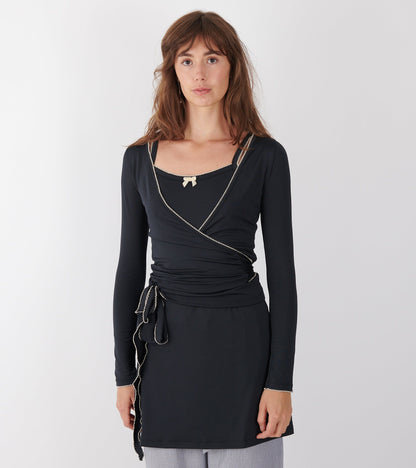Caro Wrap Top Black