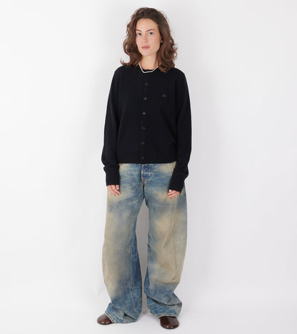Face Logo Wool Cardigan Black