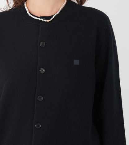 Face Logo Wool Cardigan Black
