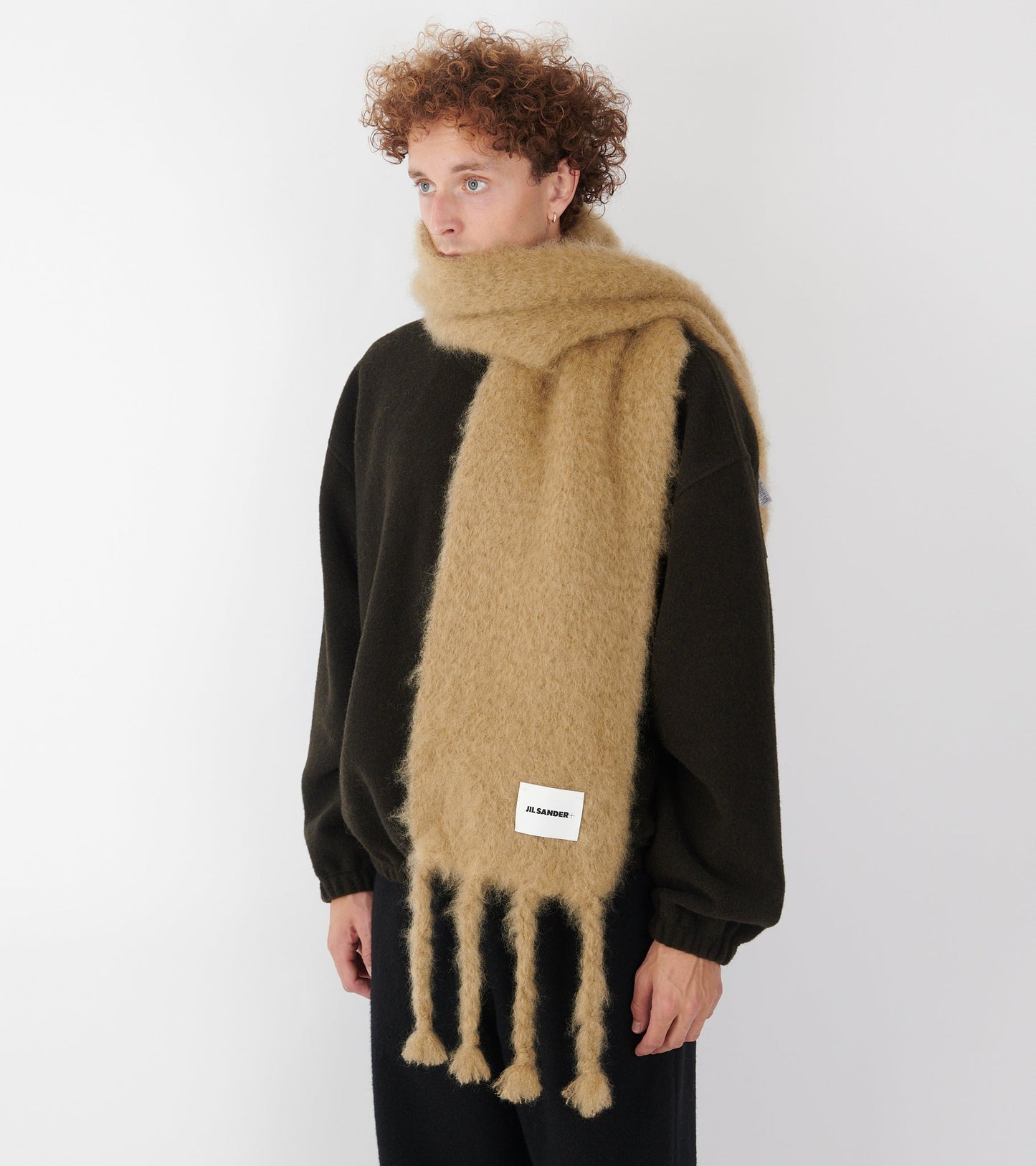 Plain Mohair Scarf Beige