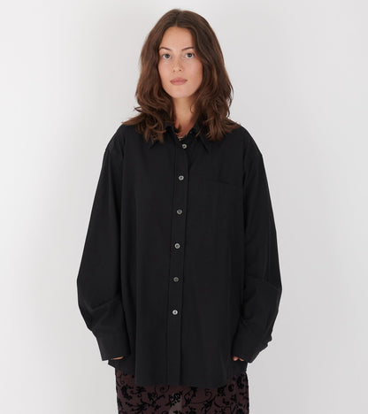 W Precious Shirt Black Casual Liquid Poplin