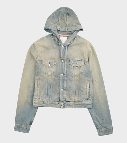 Hooded Denim Jacket Mid Blue