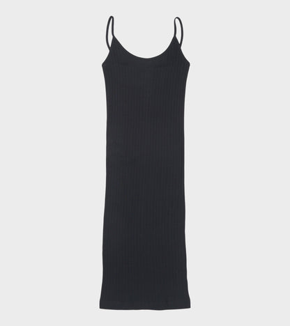 101 Strap Rib Mini Dress Black