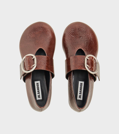 Cannolo Buckle Ballerina Dark Earth