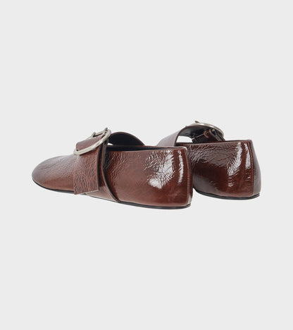 Cannolo Buckle Ballerina Dark Earth