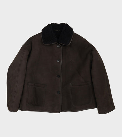 Suede Back Curly Hair Avis Jacket Chocolate