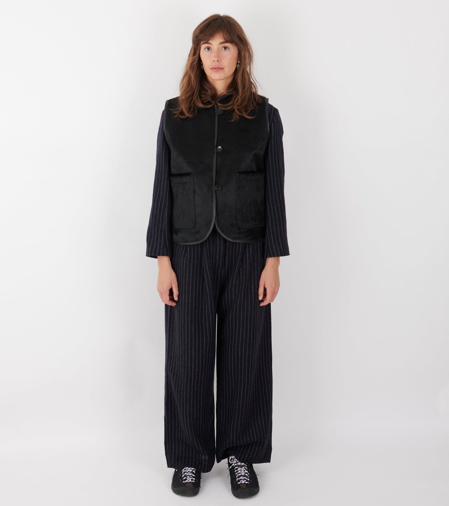 Hair On Leather Hide Ella Vest Black