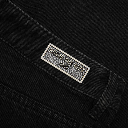 Frayed Edge 11" Denim Bermudas - Black
