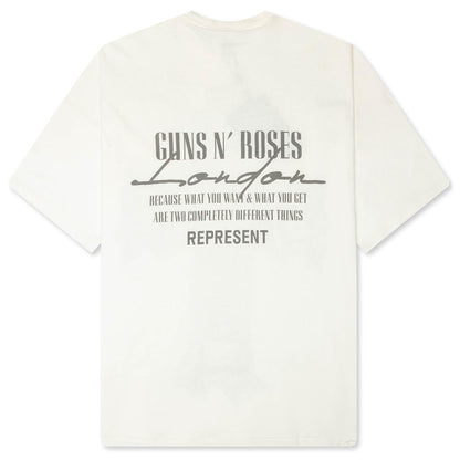 Represent x Guns N' Roses Cross T-Shirt - Washed Ecru