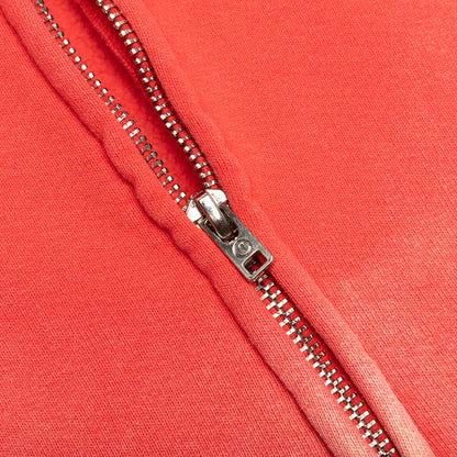 Sun Faded English Zip Hoodie - Red