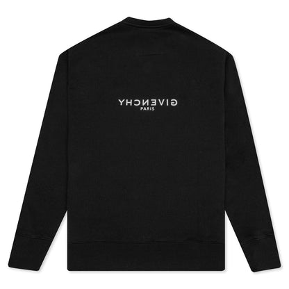 Classic Fit Sweatshirt w/ Reverse Print - Black