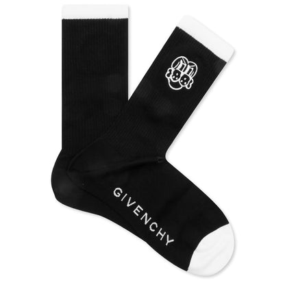 Sport Socks With Dog - Black/White