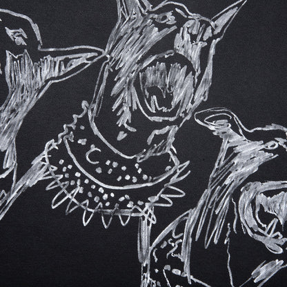Hand Drawn Thoroughbred Dogs T-Shirt - Aged Black