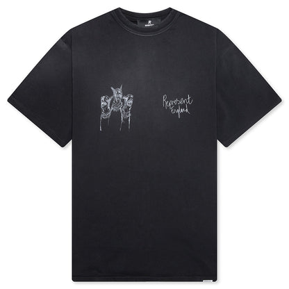 Hand Drawn Thoroughbred Dogs T-Shirt - Aged Black