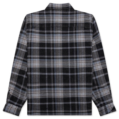 Heavy Washed Plaid Shirt - Blue