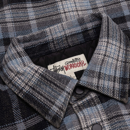 Heavy Washed Plaid Shirt - Blue