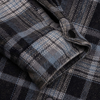 Heavy Washed Plaid Shirt - Blue