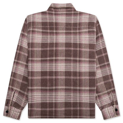 Heavy Washed Plaid Shirt - Brown