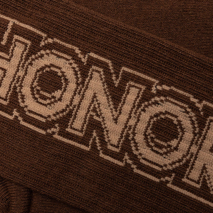 Honor Outline Logo Ribbed Sock - Brown