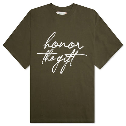 HTG Script S/S Tee - Olive