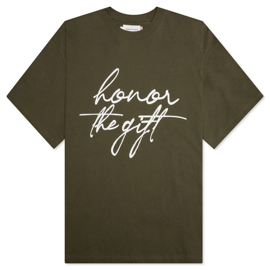 HTG Script S/S Tee - Olive