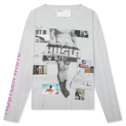 Hustlr White Rib L/S Tee - White