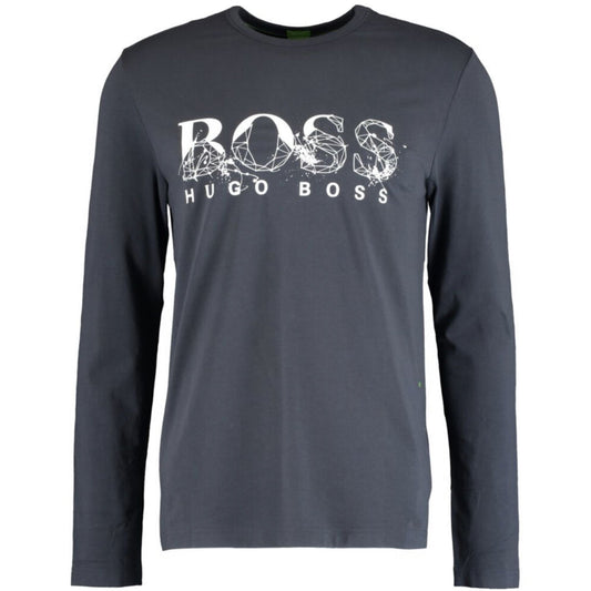Hugo Boss Navy Printed Long Sleeve T-Shirt