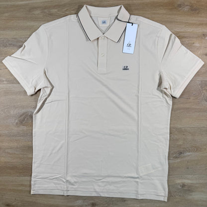 C.P. Company Stretch Piquet Striped Collar Polo Shirt in Pistachio Shell