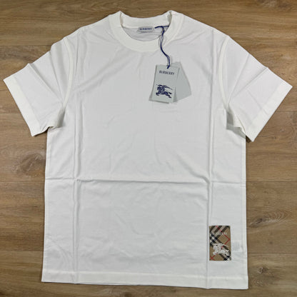 Burberry Check Label T-Shirt in Chalk White