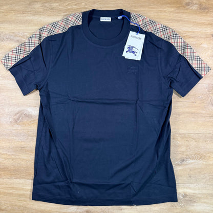 Burberry Check Trim T-Shirt in Navy