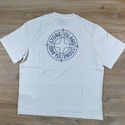 Stone Island Outline Compass Print T-Shirt in Ivory