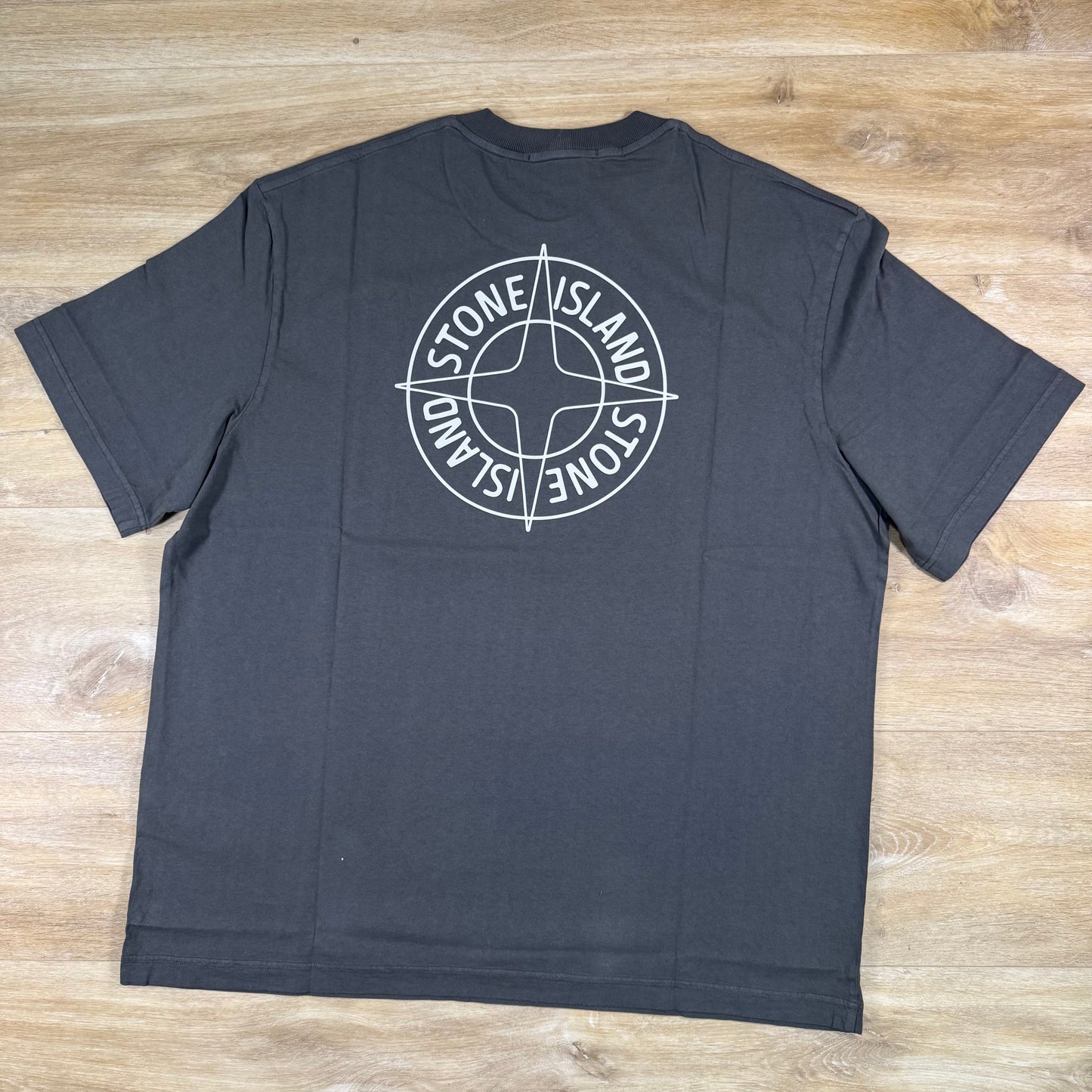 Stone Island Outline Compass Print T-Shirt in Charcoal Grey