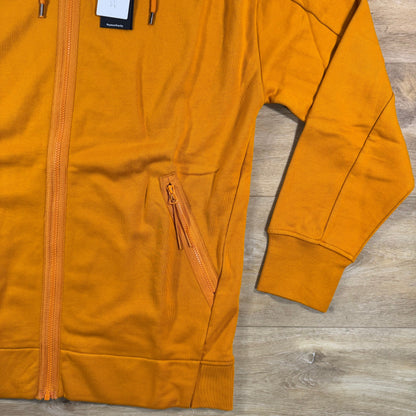 C.P. Company Diagonal Raised Fleece Goggle Hoodie in Desert Sun - Orange
