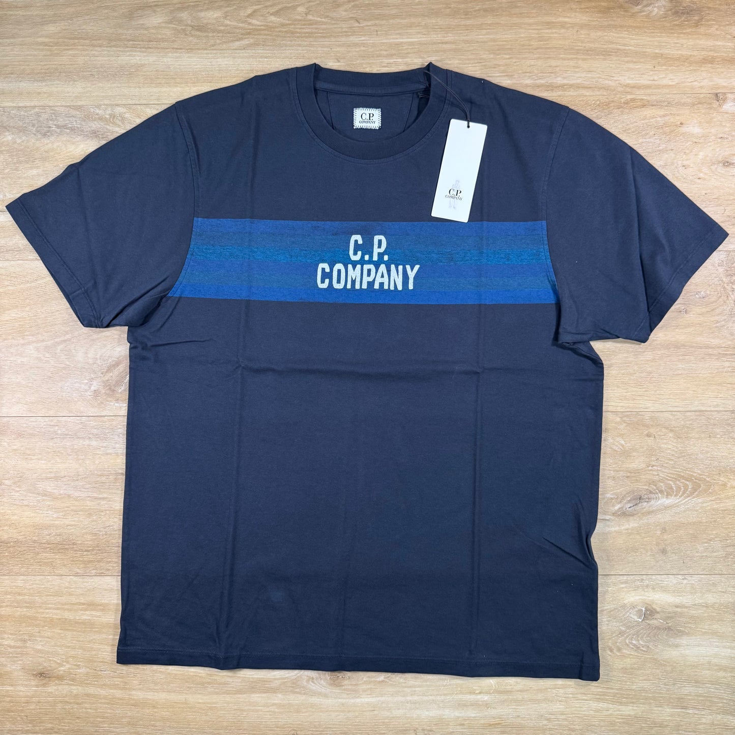 C.P. Company Striped Detail T-Shirt in Navy