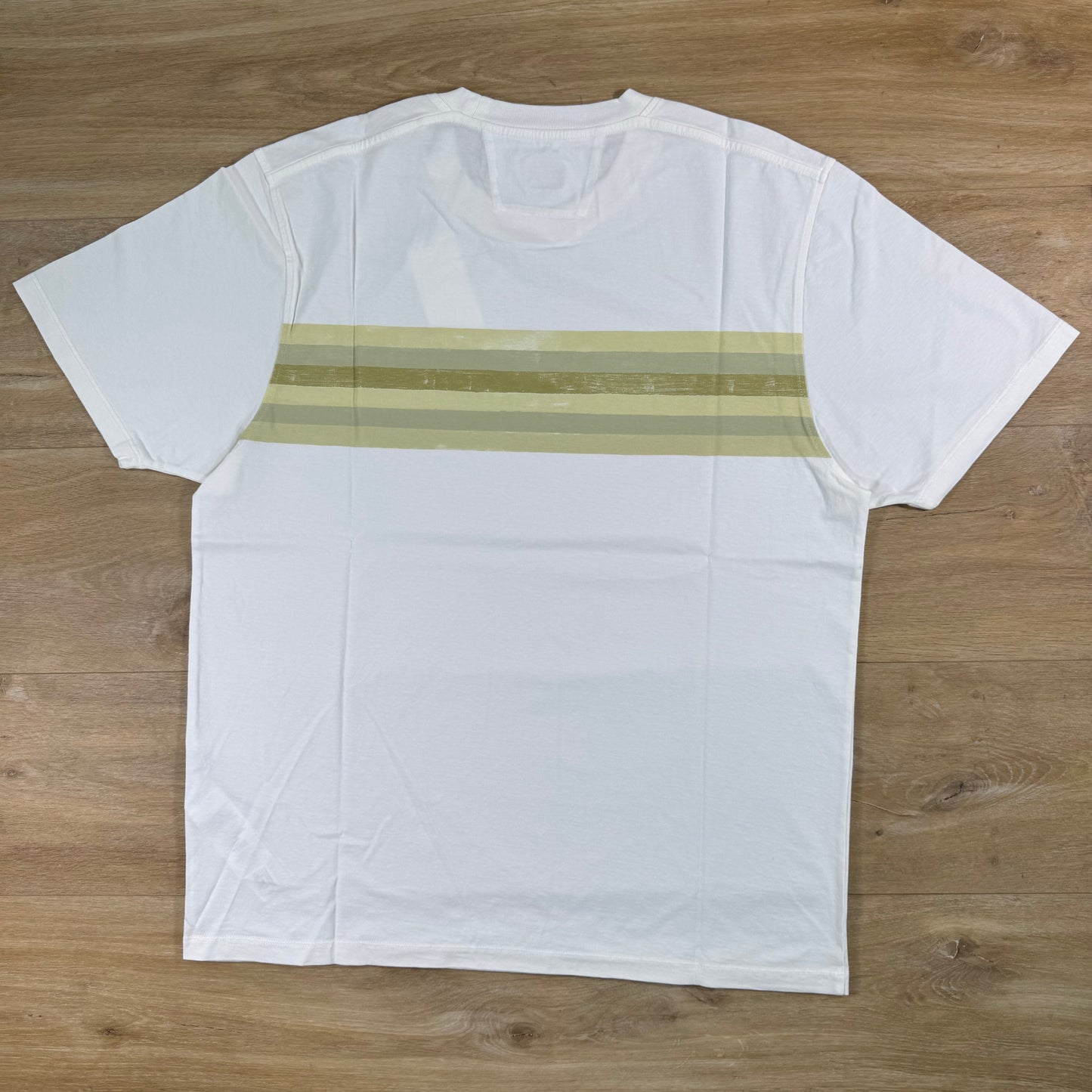 C.P. Company Striped Detail T-Shirt in Gauze White