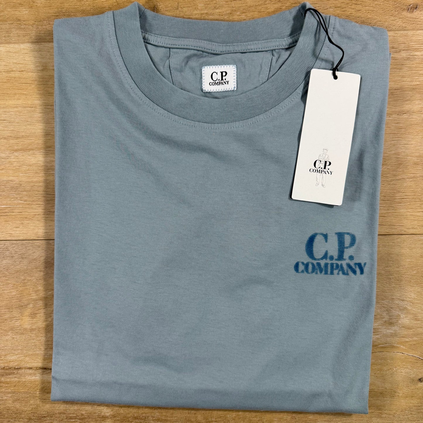 C.P. Company 30/1 Jersey Comfort Logo T-Shirt in Silver Blue