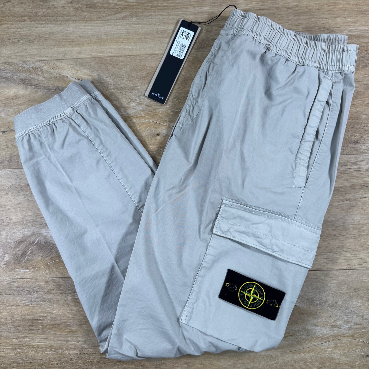 Stone Island Stretch Cotton Twill Cargo Pants in Pearl Grey