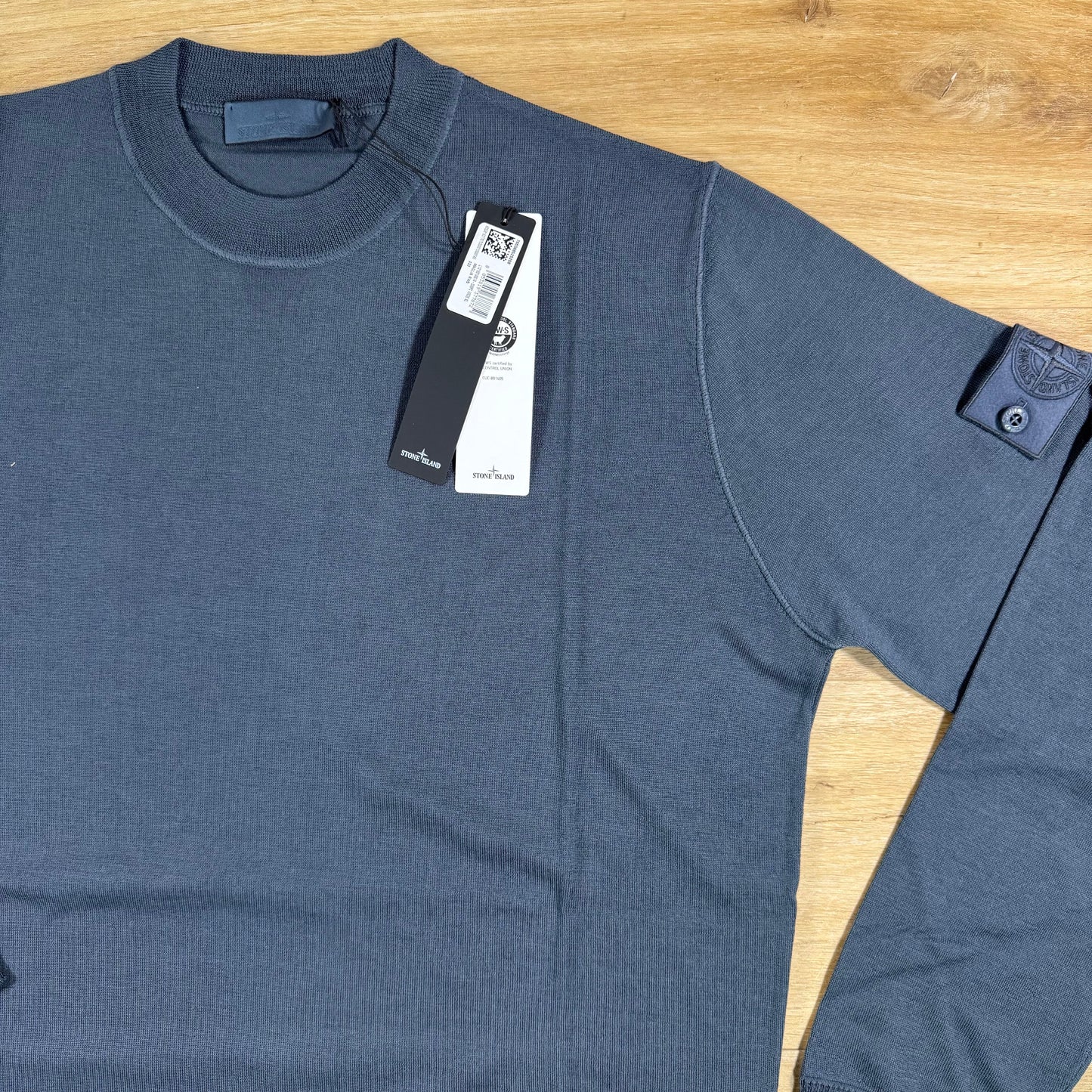 Stone Island Ghost Pure Light RWS Wool Crewneck Jumper in Slate Blue