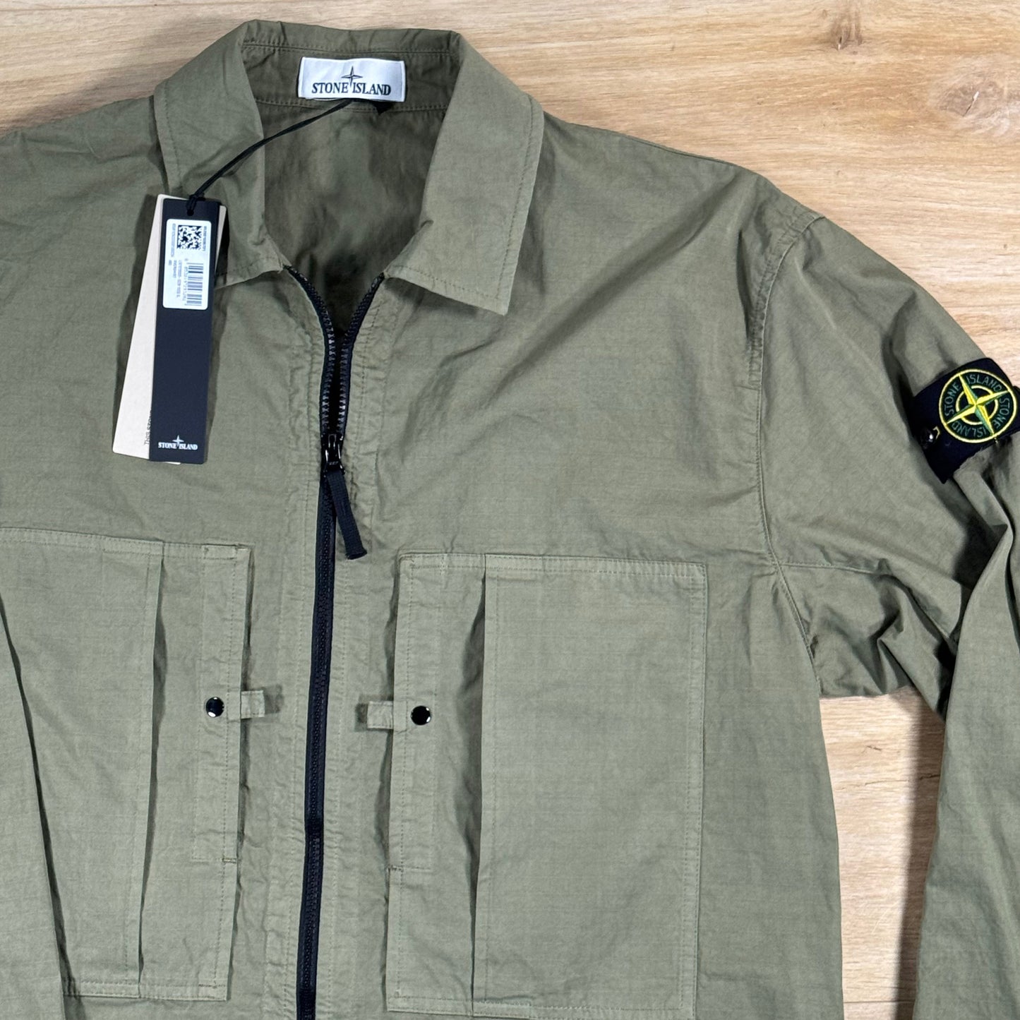 Stone Island Mercerised Cotton Ripstop Overshirt in Military Green