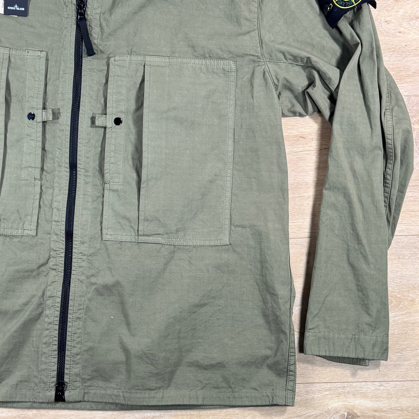 Stone Island Mercerised Cotton Ripstop Overshirt in Military Green
