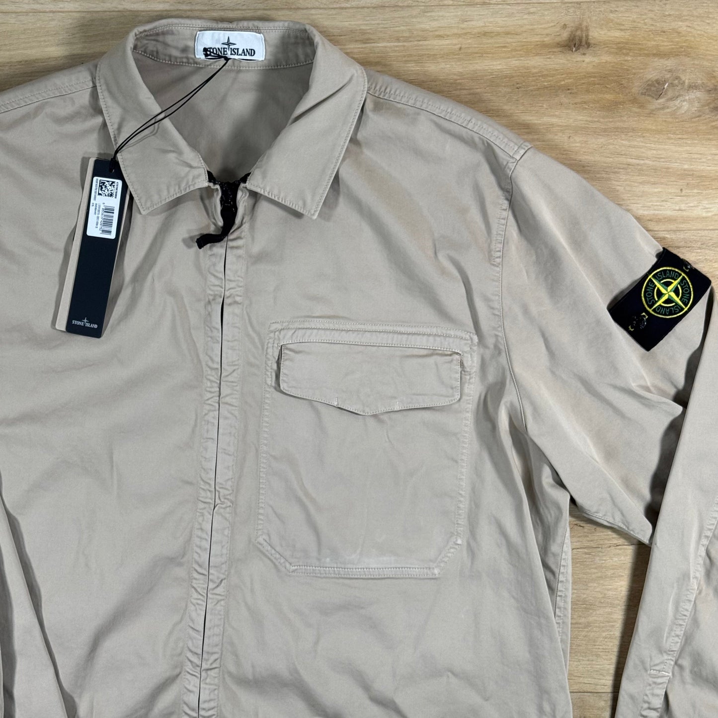 Stone Island Stretch Satin Overshirt in Desert