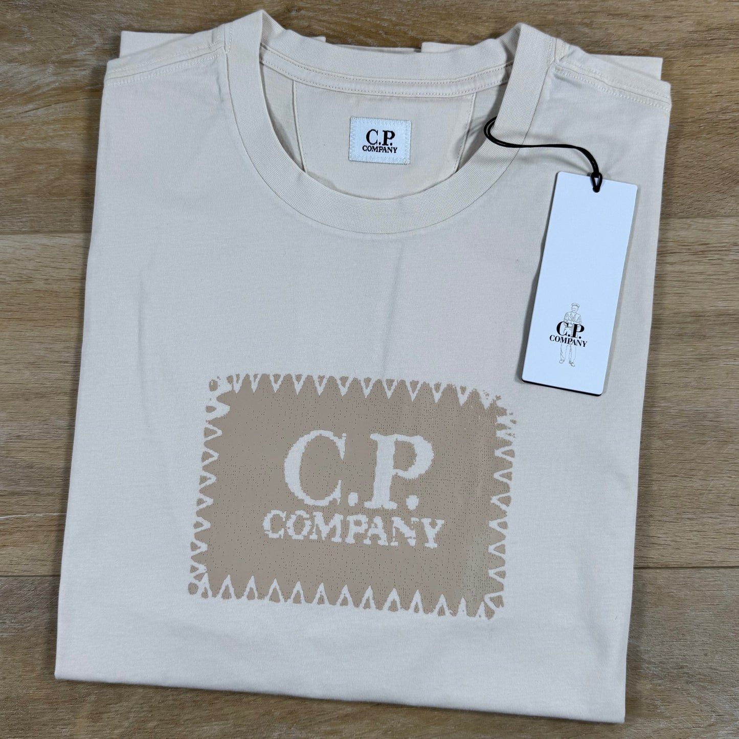 C.P. Company Stitch Block Logo T-Shirt in Frozen Dew