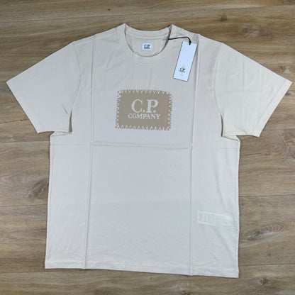 C.P. Company Stitch Block Logo T-Shirt in Frozen Dew