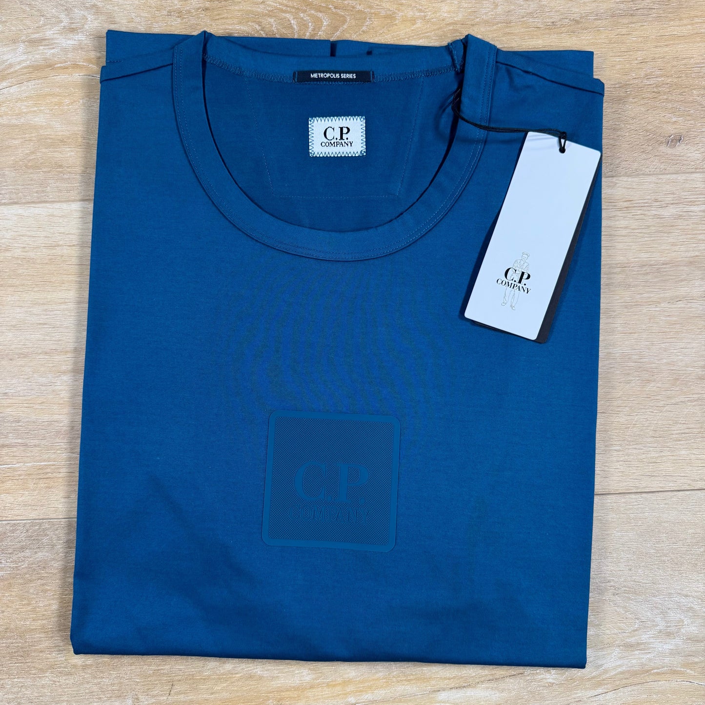C.P. Company Metropolis Series Square Logo T-Shirt in Moroccan Blue