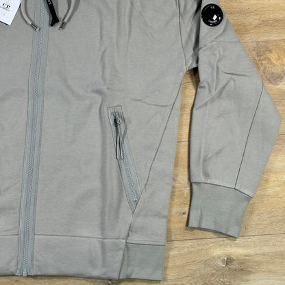 C.P. Company Diagonal Raised Zipped Lens Hoodie in Dove