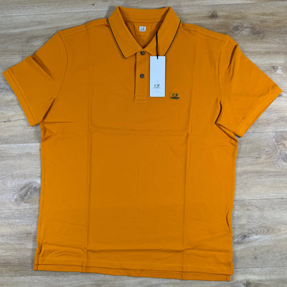 C.P. Company Stretch Piquet Striped Collar Polo Shirt in Desert Sun